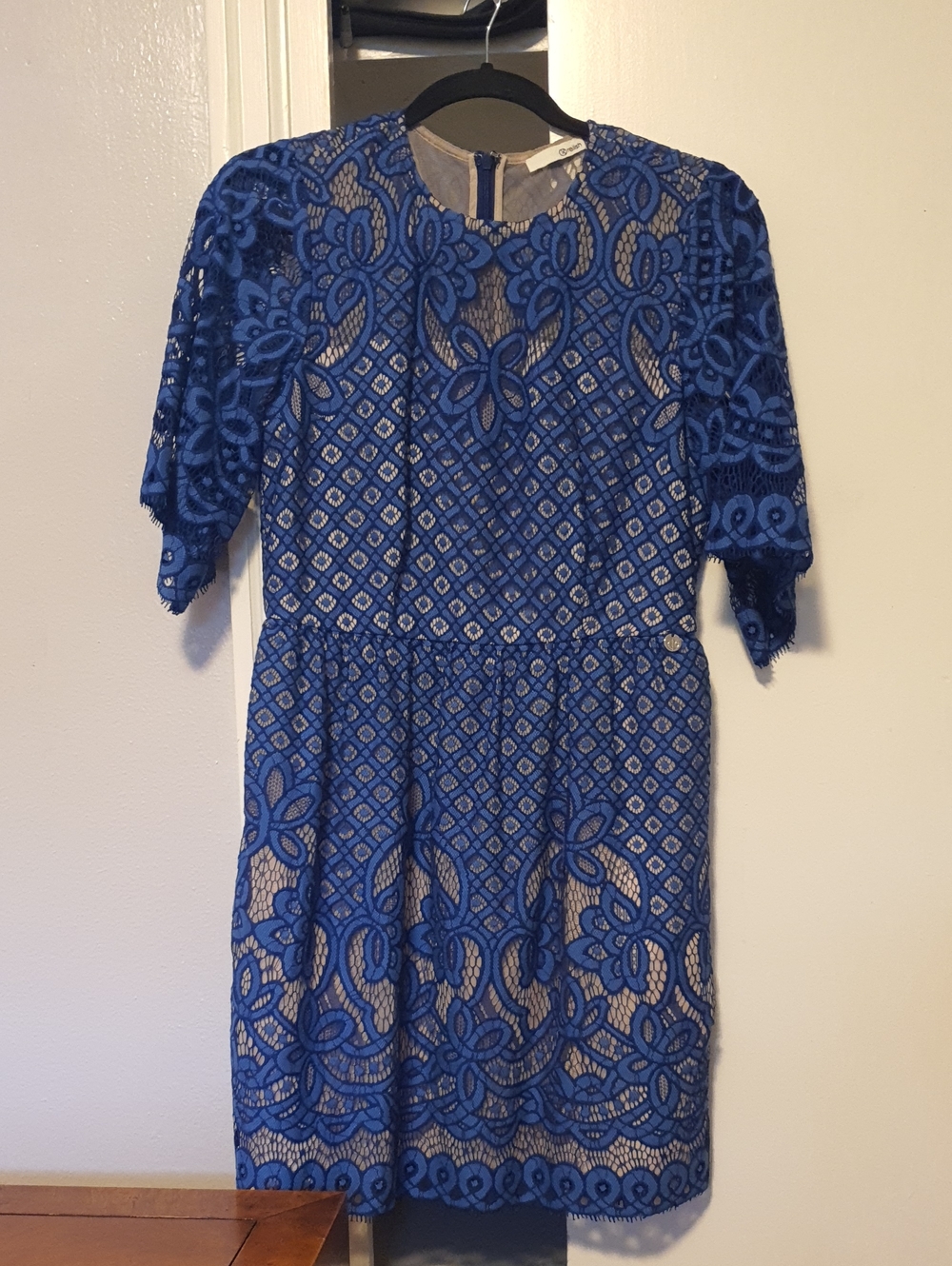 Relish Brand Blue Lace Overlay Women's Dress Size M